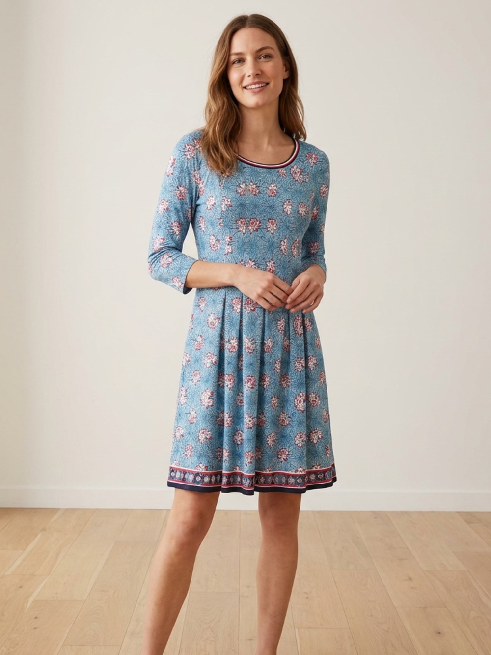 Max Studio Blue Floral Fit-and-Flare Dress